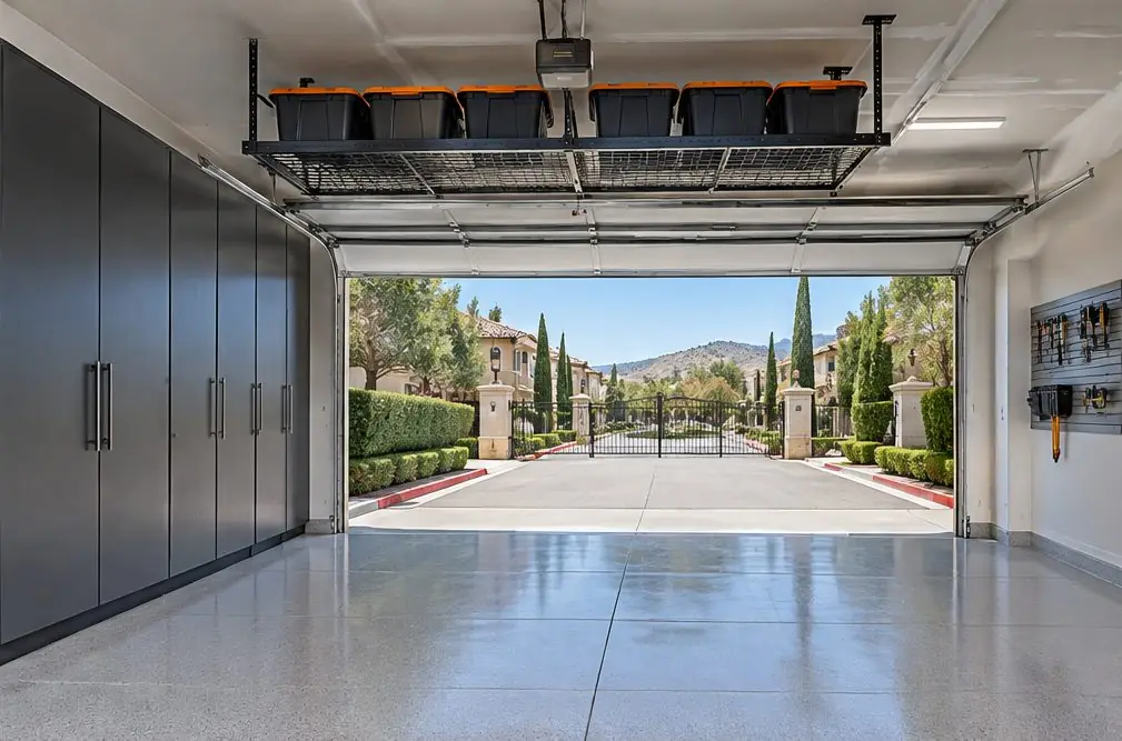Illustration: a garage with cabinets in a typical Bear Creek home