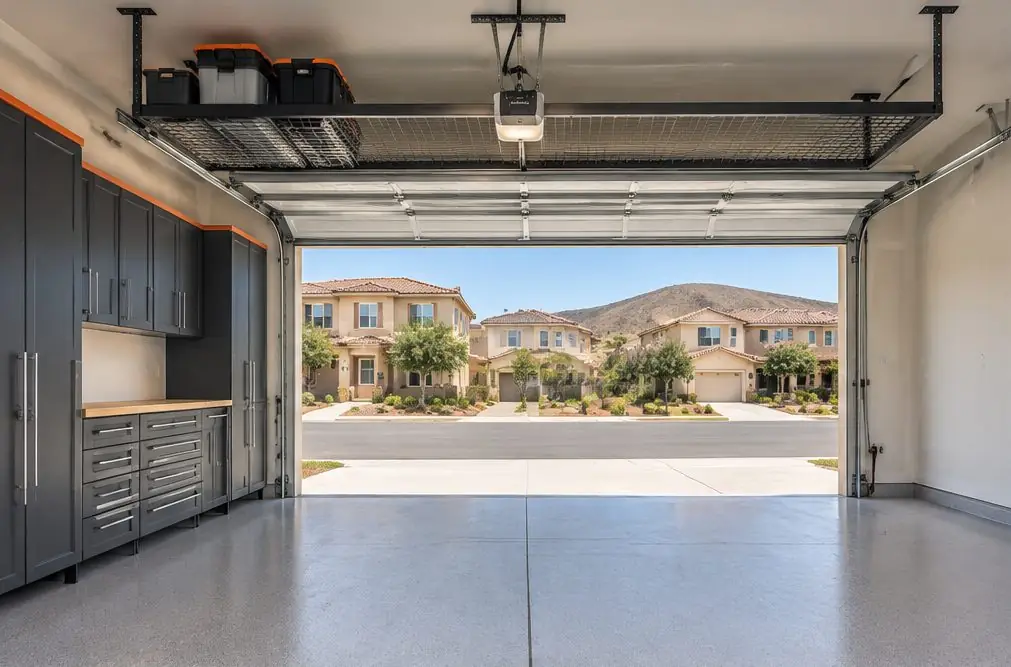 Illustration: a garage with cabinets in a typical Greer Ranch home